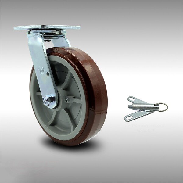 8 Inch SS Polyurethane Swivel Caster with Roller Bearing and Swivel Lock SCC